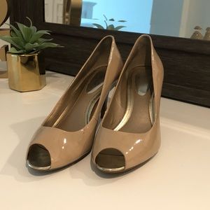 Nude patent leather Alfani peep toe heel